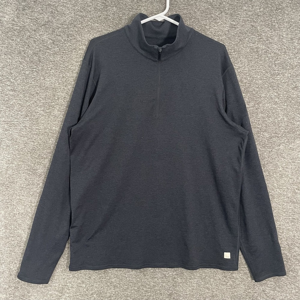 Vuori Ponto Half Zip Mock Neck Mens XL Charcoal Heather Gray Stretch Logo